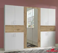 Kleiderschrank Schlafzimmer Schrank Taiga weiß / plankeneiche 270cm 10-türig