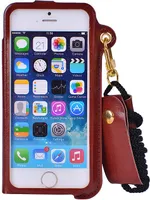 Karte Slot Lanyard Kunstleder Case für iPhone 5S SE 4 Zoll - Grün