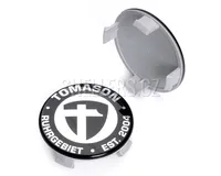 Středová krytka alu kola Ø 69/75 mm Tomason K-008,M74,5 černý plast, chromové logo