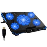 KLIM Cyclone - Laptop Kühler + Ständer + Maximale Kühlung + Verhindere Überhitzung + Schütze Dein Laptop + 5 Lüfter 2200 & 1200 RPM + Cooling Pad für Computer PS4 Xbox One + Blau