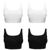 SPEIDEL 4er Pack Sport BH Edition Fitness Damen Bustier Unterwäsche 100% Bio BaumwolleTrägerbustiers 2 Stück Farbe Weiß, 2 Stück Farbe Schwarz Größe - 42