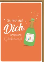 Geburtstag - Karte mit Umschlag - Sektflasche - plastikfrei - unverpac
