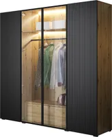 Kleiderschrank mit Schubladen ATRIM 200 eiche artisan / anthrazit / schwarz