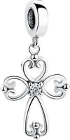 PANDACHARMS Engelskreuz Charm Anhänger, 925er Sterling Silber, passt zu Pandora