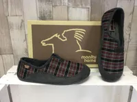manitu Herren Hausschuh grau-bordo kariert 40