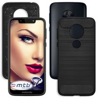 Hülle Carbon für Motorola Moto G7 Play (5.7'') | Schwarz | flexibel | TPU Case Cover Tasche Schutzhülle