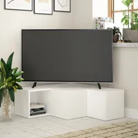 DECORTIE Kompaktní moderní televizní stolek Multimediální centrum TV Bílá s úložným prostorem 94 x 91 x 31 cm