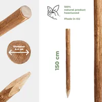 BOGATECO 3 x Haselnuss Staketenzaun Pfosten | Hšhe 150 cm | Angespitzte Holz-Pfahl