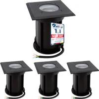 linovum 4er Set BOQU Bodenspots Einbau dimmbar 6,5W warmweiß - Bodenstrahler IP67 befahrbar 230V schwarz mit LED GU10 Spotlight