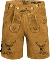 PAULGOS Herren Trachten Lederhose Kurz - HK4 - Echtes Leder - in 3 Farben erhältlich - Größe 44 - 60