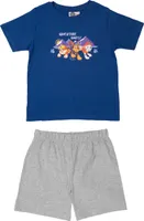 Paw Patrol Schlafanzug für Jungen Kinder Pyjama Set Kurzarm Oberteil mit Hose Blau/Grau, Größe:98-104
