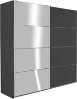 Schwebetürenschrank - Grau Metallic - 181 x 210 cm - mit Spiegel
