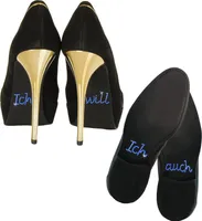 Oblique Unique Schuhsticker Set Strass Aufkleber Brautpaar Hochzeit Ich will / Ich auch  - blau