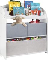 ONVAYA® Kinder Bücherregal Finn | Grau | Kinderregal mit Boxen | Aufbewahrung von Büchern und Spielzeug | Organizer für Kinderzimmer