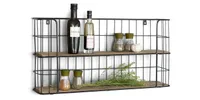 LIFA LIVING Wandregal Malaga | Metall & Holz | ca. 66,5 x 14,3 x 33,6 cm