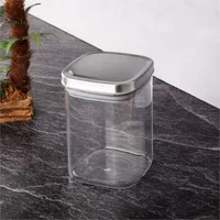 Vorratsgläser 1000 ml aus Borosilikatglas eckig mit Metall-Deckel