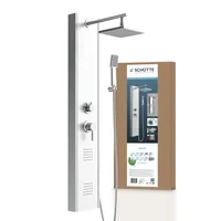 SCHÜTTE Duschpaneel TAHITI, Duschsäule 2 in 1 mit großer Regendusche und Handbrause, Duschset mit Armatur, Edelstahl