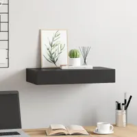 vidaXL Schweberegal mit Schublade Schwarz 48x25x8 cm