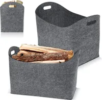 YUENFONG plstené tašky 2x taška z plsti, košík na palivové drevo plstená taška shopper skladacia, košík na drevo na uskladnenie (55 x 30 x 40 cm, svetlosivá)