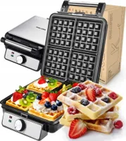 WAFFELMASCHINE KALORIK WM 2000 antihaftbeschichtet 1500W für 4 Waffeln mit Thermostat in silberner Metalloberfläche