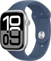 Apple Watch Series 10 GPS 46mm Silver Aluminium Case with Denim Sport Band - M/L (MWWM3QC/A)