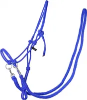 Knotenhalfter mit Zügel  Halfter Reithalfter Arbeitshalfter QHP 8 Farben und 4 Größen Größe - Pony Farbe - kobaltblau