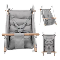 TULANO Hop 40 | Schaukel Kinderschaukel Babywippe Babyliegesitz 3in1 | 5-Punkt-Gurt | Tragfähigkeit bis 60kg | 6-36 Monaten | aus Holz | Grau Weiß