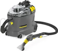 Kärcher Puzzi 8/1 C Válcový vysavač Wet 1200 W Bezsáčkový KäRKER Barva výrobku: Černá, šedá, žlutá, Typ: Válcový vysavač, Typ čištění: Mokré, Typ prachové nádoby: Bezsáčkový, Filtrační systém vysavače: Vodní, Max. příkon: 1200 W, Vhodné použití: Profesionální, Čistící povrch: Koberce, Tvrdé povrchy