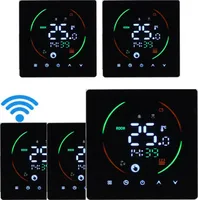 5x Smart Tuya WiFi Thermostat Raumthermostat fuer 3A Warmwasserbereitung Fussbodenheizung, Programmierbarer Temperaturregler LCD Wandthermostat, Schwarz