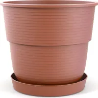 Blumentopf Milano 18 cm Durchmesser mit Untersetzer Farbe Terrakotta Pflanztopf Pflanzkübel