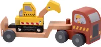 Auto mit Sattelauflieger und Bagger / Joueco