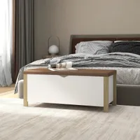 vidaXL Lavica s úložným priestorom a vankúšom Biela Sonoma Dub 105x40x45cm