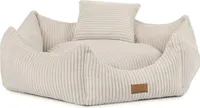 Die Villa 75x38x20 cm, Hundebett mit Rand, Haustierbett, Bett, Bodenbett, Hundekissen, Hundesofa, Katzenbett, Hundekörbchen, (gestreift/beige)