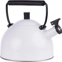 Pfeifkessel Flötenkessel aus Edelstahl 2,5L Wasserkessel Wasserkocher weiss mit schwarzem Griff
