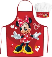 Dětská zástěra s čepicí Minnie Mouse Red Hearts