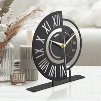 Opviq, Ruota - Black, Dekorative Uhr, 100 % METALL, Schwarz, 25 x 23 cm