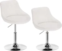 WOLTU 2er-Set Barhocker Tresenhocker Barsessel mit Rückenlehne aus Kunstleder Metall höhenverstellbar Weiß