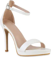 VAN HILL Damen High Heels Sandaletten Stiletto Party Schuh 841558, Farbe: Weiß, Größe: 39