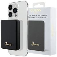 Guess Metal Script Logo MagSafe – 3.000 mAh 5 W MagSafe Induktions-Powerbank (schwarz)