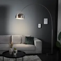 cagü: Design Bogenlampe LUXX Chrom gebürstet mit Marmorfuß Schwarz 170-210cm Höhe verstellbar Designklassiker