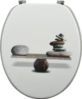 MSV WC Sitz Toilettendeckel MDF Holzkern „Spirit“ Scharniere aus Edelstahl