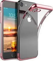 TPU pouzdro pro Apple iPhone 7 / 8 / SE 2 Pouzdro Silikonový kryt Transparentní s barevným značkovým pouzdrem na mobilní telefon