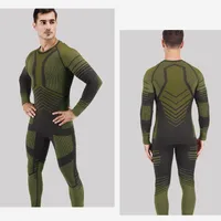 Herren Thermounterwäsche Herren Skiunterwäsche Thermo Leggings Thermo Lang Unterwäsche Funktionsunterwäsche für Ski Sport Grün S