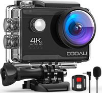 COOAU Action Cam 4K 20MP WiFi mit externem Mikrofon Unterwasserkamera 40M mit Fernbedienung Action Kamera Wasserdicht 170° Weitwinkel Time Lapse / 2 Akkus 1200mAh / Zubehör