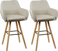 2er Set Barhocker Barstuhl Thekenhocker Mit Vierfußgestell Aus Holz Beige