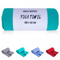 GORILLA SPORTS® Yoga Handtuch - 180 x 60 cm, Saugfähig, Schnelltrocknend, Mikrofaser, Waschmaschinenfest, Türkis - Yogahandtuch, Yoga Towel, Strandtuch, Yoga Tuch, Yoga Decke
