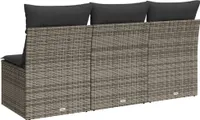 vidaXL Gartensofa mit Kissen 3-Sitzer Grau Poly Rattan