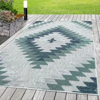Teppich Outdoor Teppich Wetterfest Skandi Design Küche Balkon Garten Terasse, Blau-2, 240 x  340  cm
