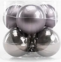 TrendLine Weihnachtskugeln aus Glas Ø 8 cm warmgrau 6 Stück