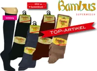6 PAAR BAMBUS Viskose SOCKEN LANG - BAMBUS KNIESTRÜMPFE schwarz GR. 39/42